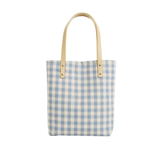 Plaid Canvas Shoulder Bag With Snap Closure, Medium Tote Purse, Pu :< - Picture 1 of 8